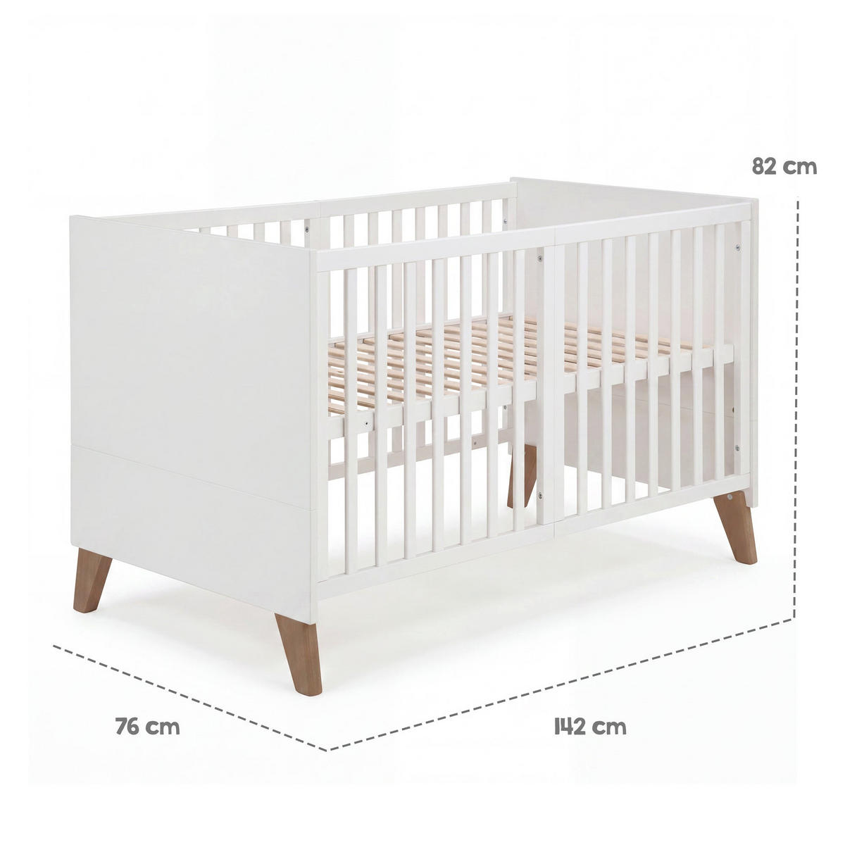 BABYBETT Ole 70 x 140 cm - Eichefarben/Weiß, Holz/Holzwerkstoff (70/140cm) - Roba