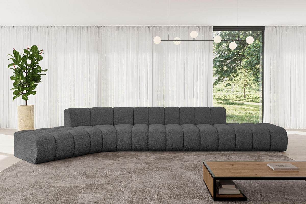 ECKSOFA modulares Sofa Solven-L2 - 471x174x70 cm Grau - Grau, Holzwerkstoff/Textil (471/174cm) - ALTDECOR