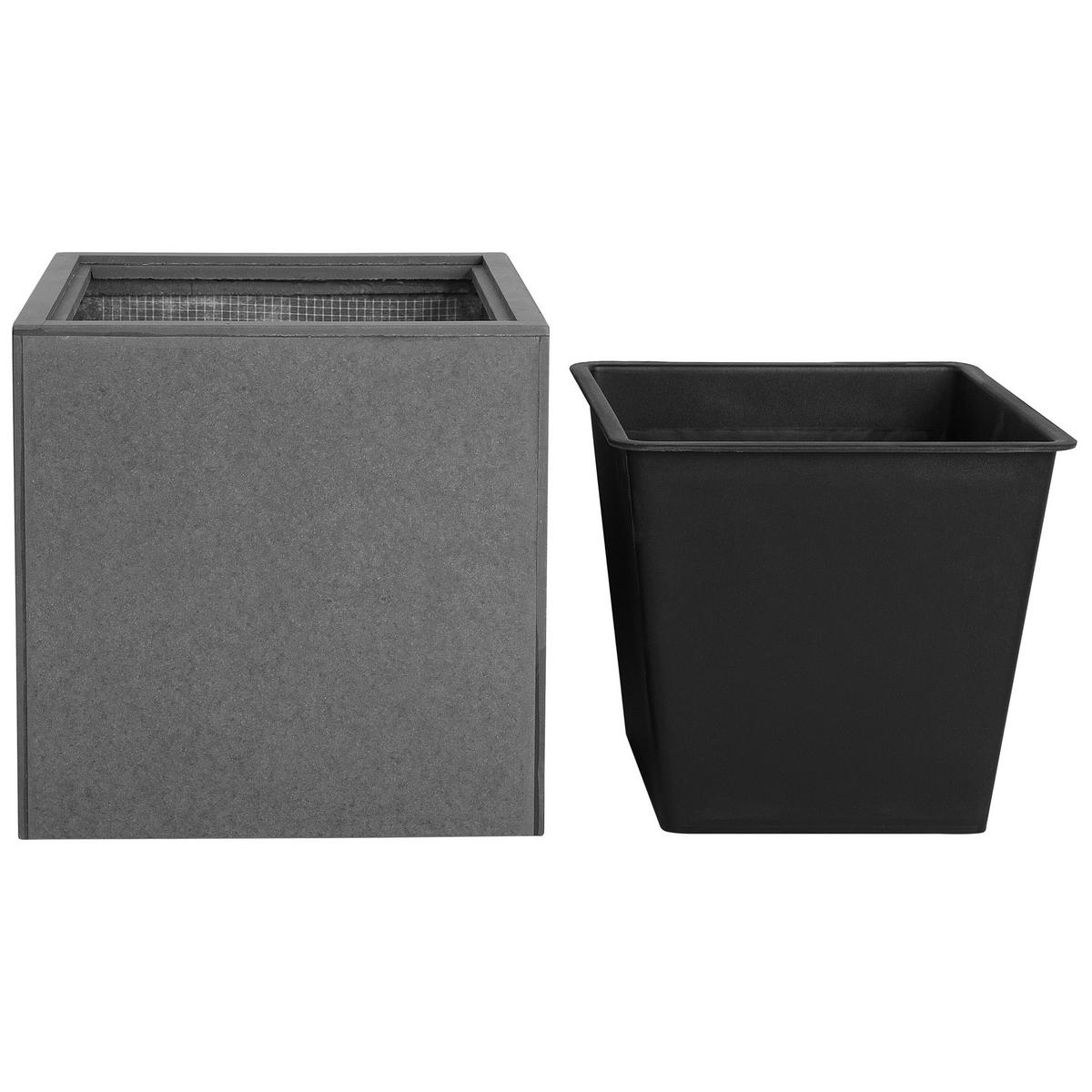PFLANZENSTÄNDER Faserzement hellgrau mit Holzbeinen 95 cm Drimos - Hellbraun/Hellgrau, Stein (95cm) - Beliani
