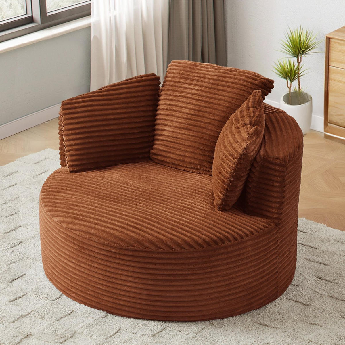 SOFA Cord Orange - Orange, Textil (124/86/113cm) - WISHDOR