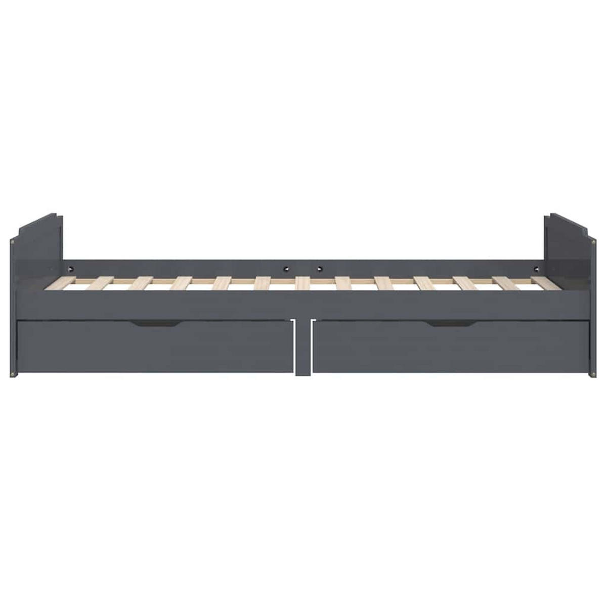 MASSIVHOLZBETT Mit Schubladen Dunkelgrau Kiefer 90/200 Cm - Grau, Textil (90/200cm) - vidaXL