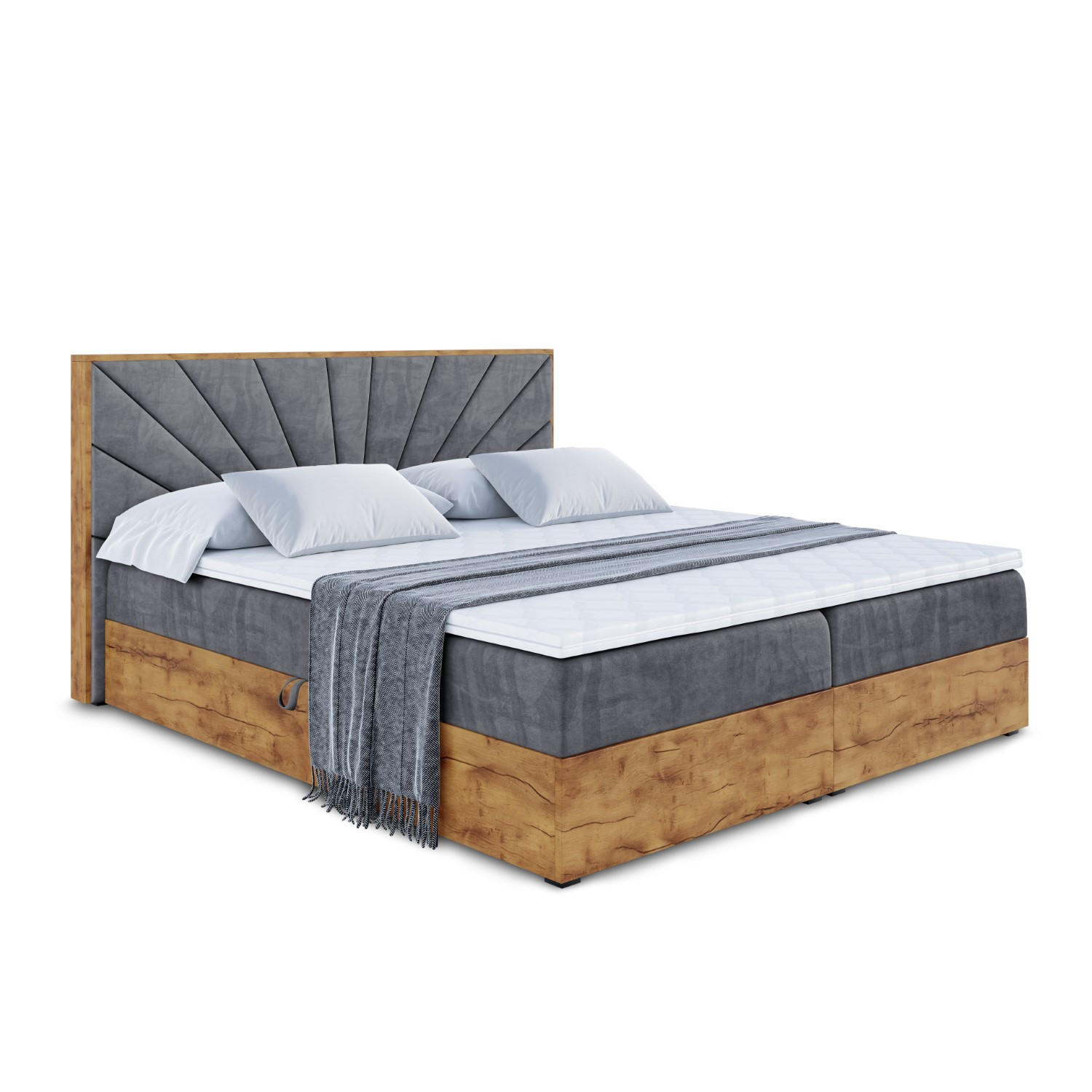 Altdecor Boxbett Dunkelgrau 180x200 cm