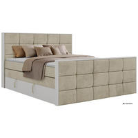 BOXSPRINGBETT ALVIT KING DUO 200/200 - Beige Velvet - Topper T25 - H3 - Beige/Schwarz, Kunststoff/Textil (200/200cm) - MKS