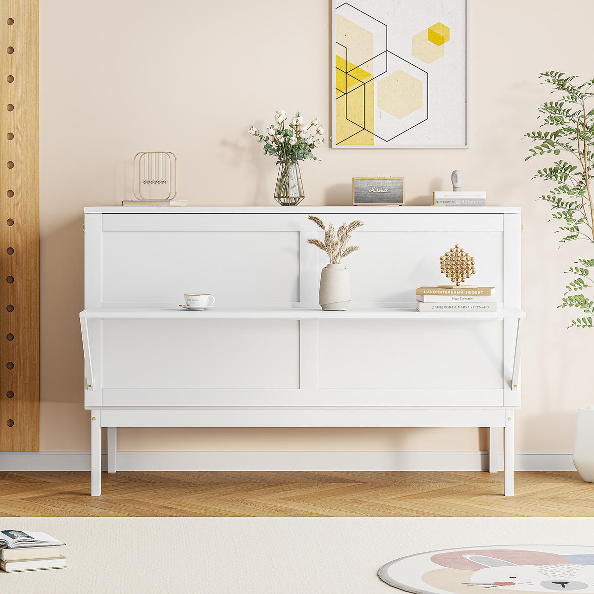 SCHRANKBETT 140/200 cm Weiß mit Lattenrost und platzsparendem Design - Weiß, Holz (140/200cm) - OKWISH