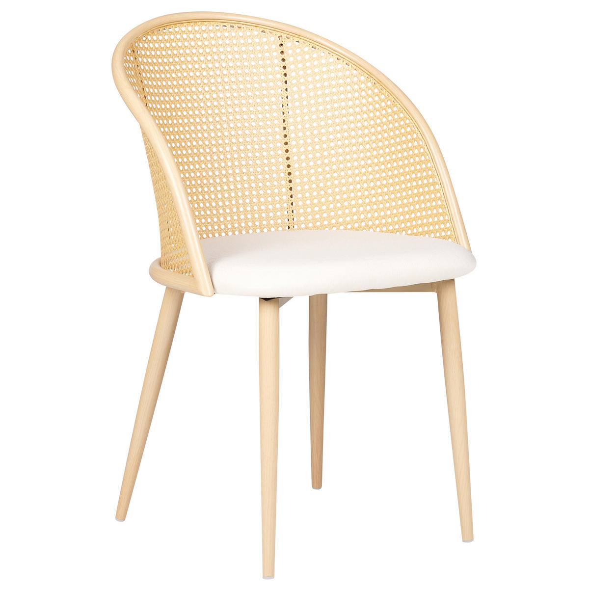 ESSZIMMERSTUHL 2er-Set Metall heller Holzfarbton/beige Cornell - Hellbraun/Beige, Metall (52/83/46cm) - Beliani