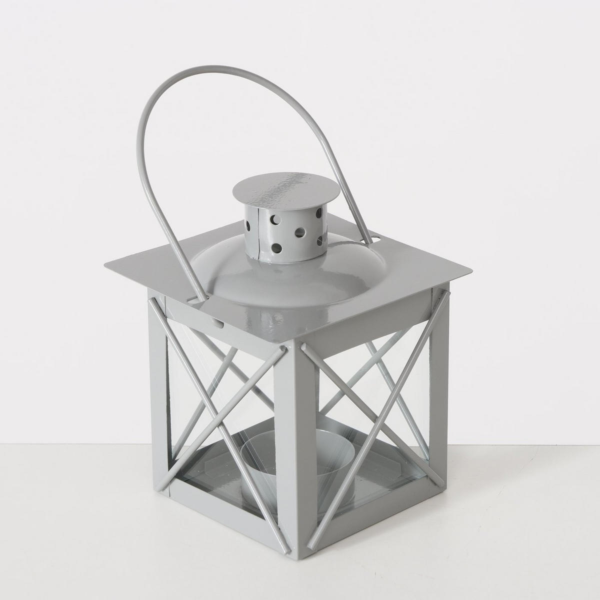 LATERNE Teelichter Metallgriff Farol - Hellgrau, Metall (10/13/10cm) - Boltze Home