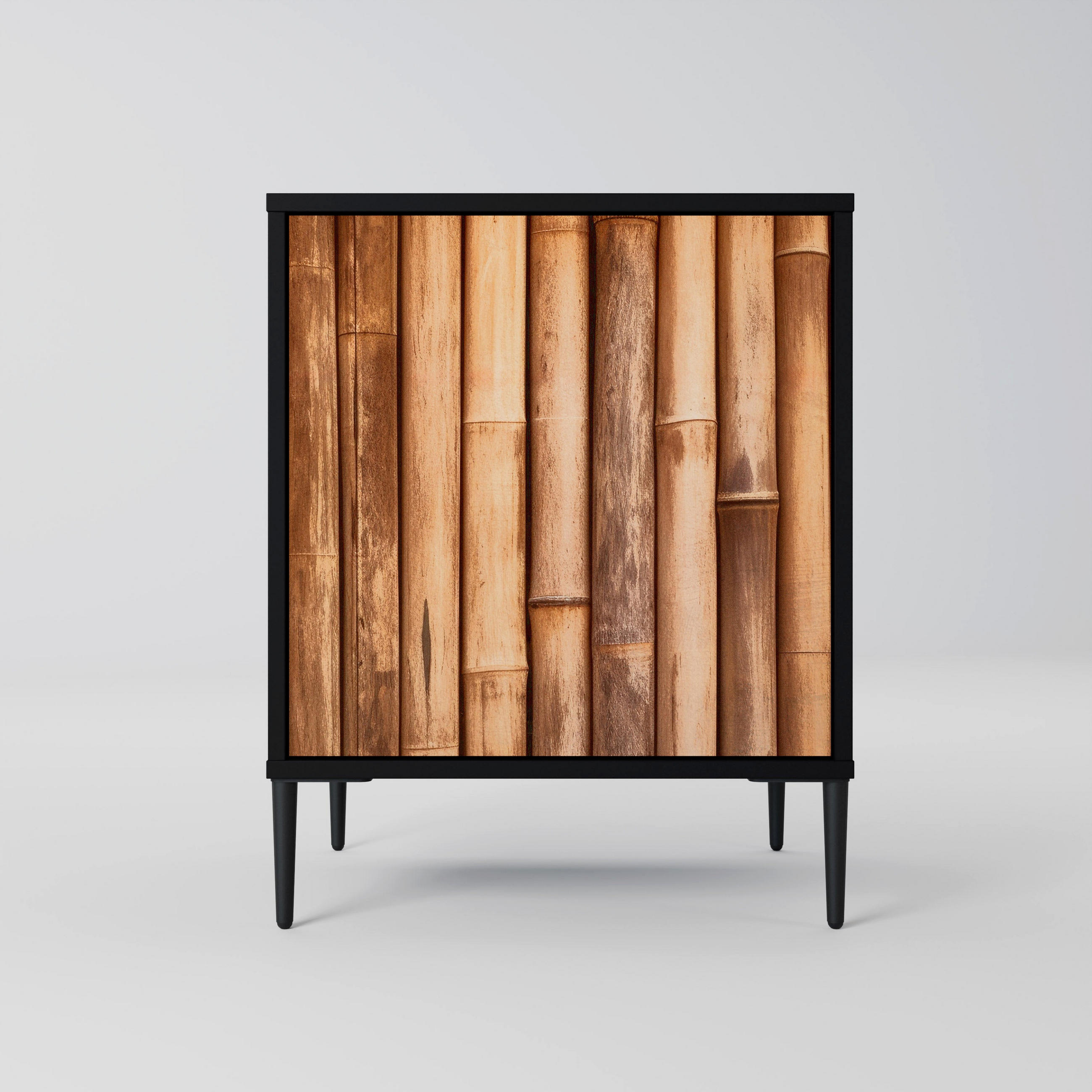SIDEBOARD NATURAL WOOD, Schwarz, 57,5x42x72,5 cm, Schwarze Metallfüße - Multicolor/Schwarz, Holzwerkstoff/Metall (57.5/72.5/42cm) - SpaceRebels