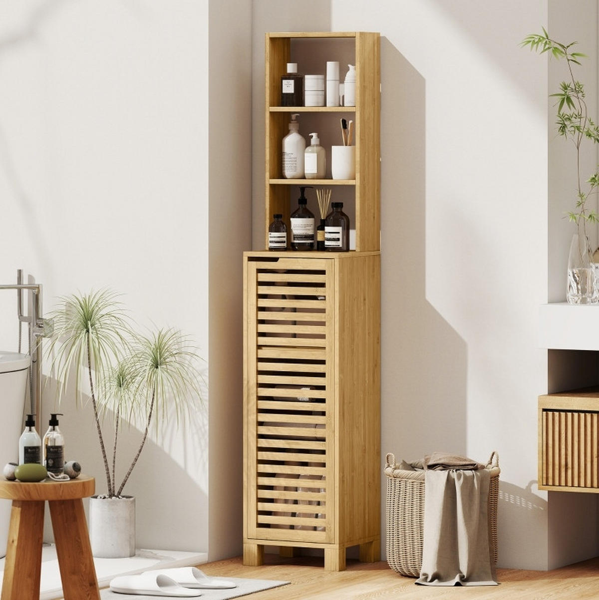 HOCHSCHRANK mit offenen Fächern 34 x 30 x 170 cm Natural Wood - Naturfarben, Holzwerkstoff (30/170/34cm) - Beauniv