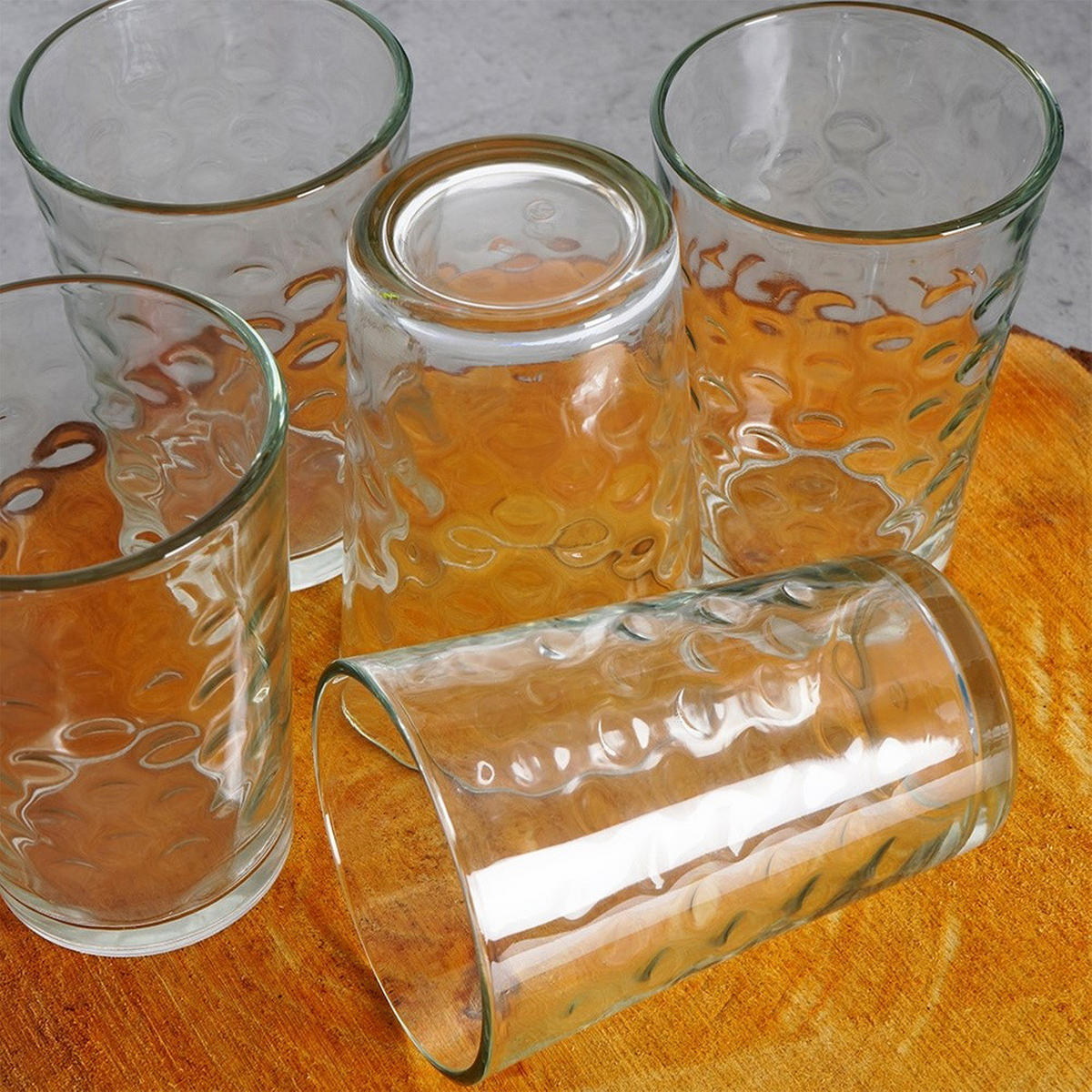 TRINKGLAS-SET Relief 8er-Pack transparent - Klar, Glas - Excellent Houseware