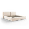 BETT mit Bettkasten und Kopfteil Jodie aus Samt leichtes beige 200x200cm - Beige, Textil (200/200cm) - Micadoni