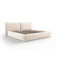 BETT mit Bettkasten und Kopfteil Jodie aus Samt leichtes beige 200x200cm - Beige, Textil (200/200cm) - Micadoni