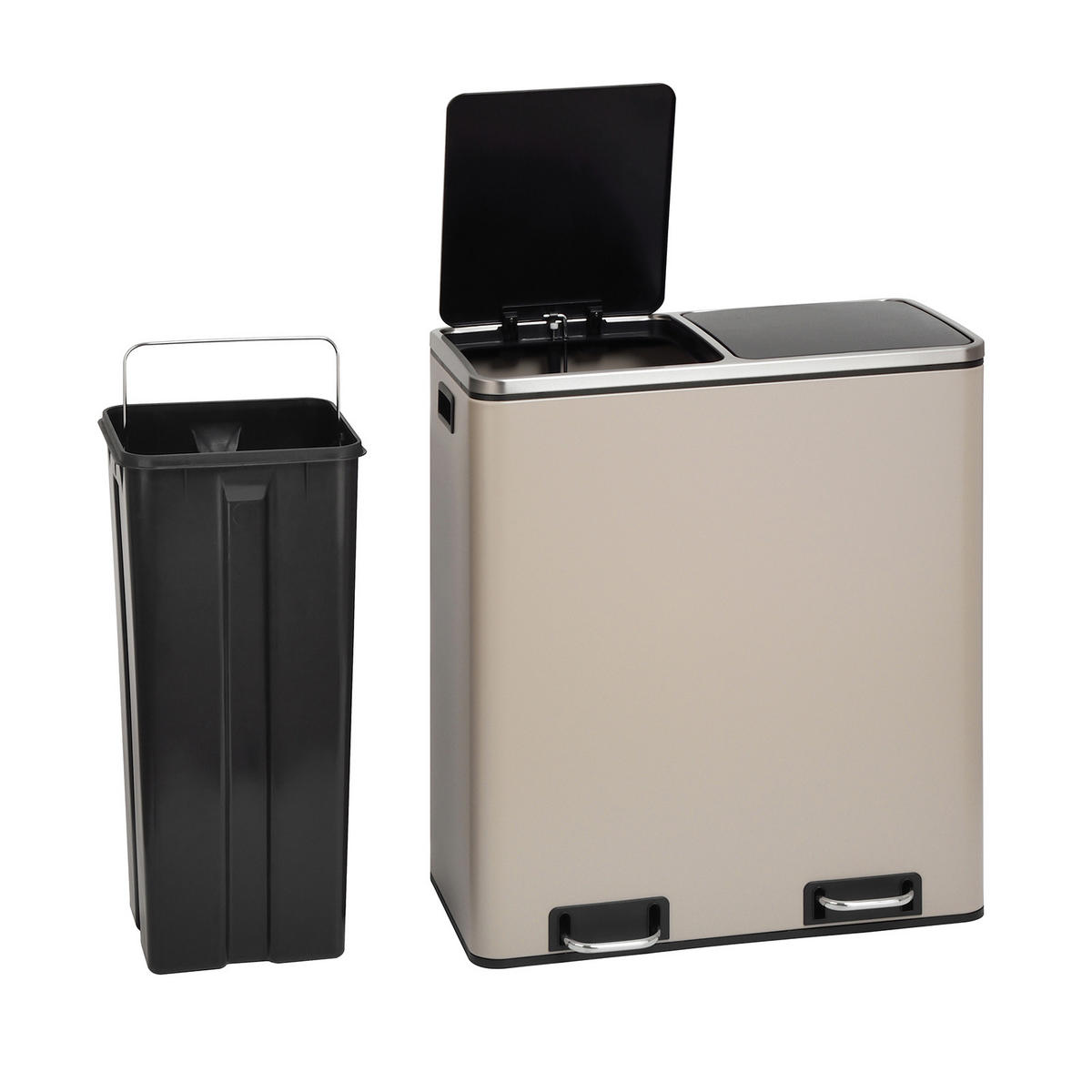 MÜLLEIMER TM2X30 - Taupe, Metall (57/65/31cm) - SVITA
