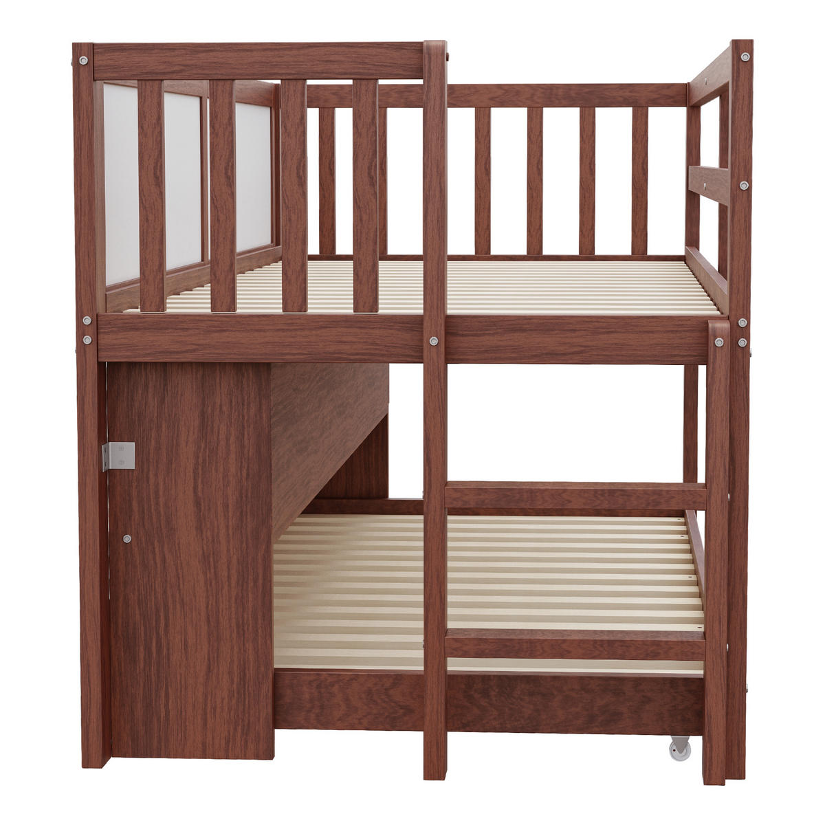 ETAGENBETT aus Holz 90x200 cm in Braun mit Ausziehbett & Tafel - Braun, Holz (90/200cm) - Modfu