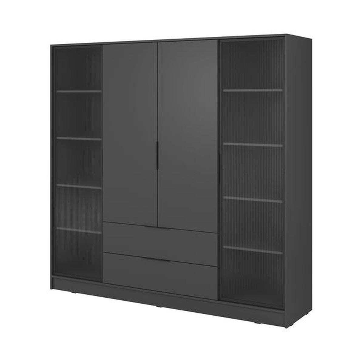 KLEIDERSCHRANK – 206 cm – Kelly – Graphitfarben – KS-GEN0282 - Graphitfarben, Holzwerkstoff (206/200/51cm) - hi-markt
