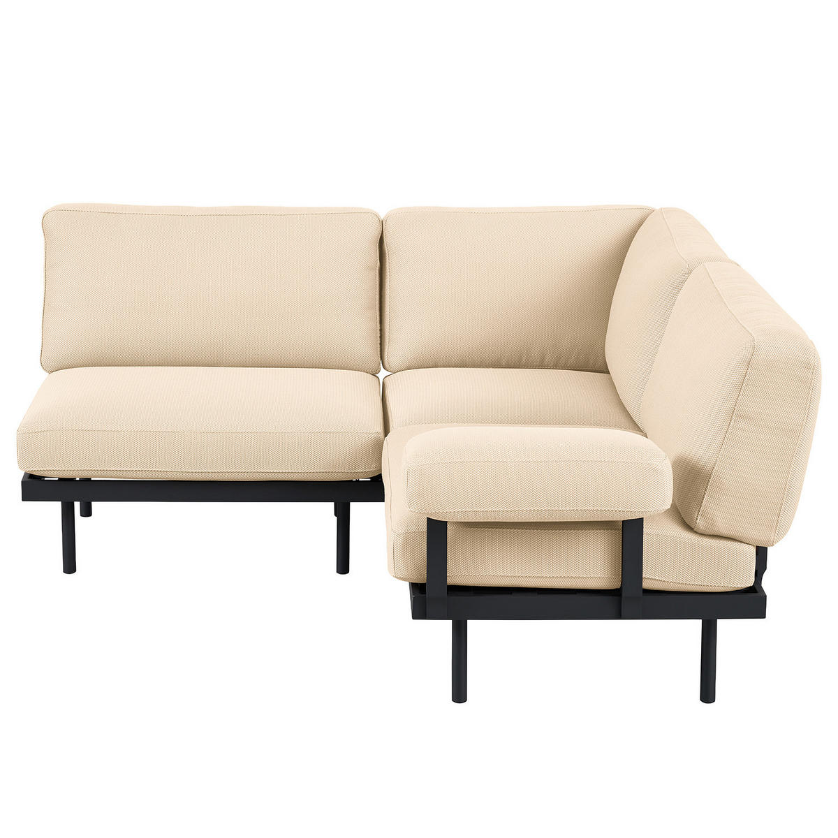 OUTDOOR-ECKSOFA - Beige, Textil/Metall (172/80/186cm) - home24