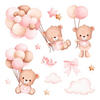 AUFKLEBER 100x154 cm Bären Ballons - Pink, Kunststoff (100/154/0.1cm) - TULUP