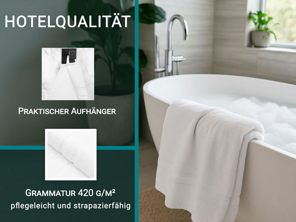 DUSCHTÜCHER, 5er-Set, 70x140 cm, 100% Baumwolle, Weiß - Weiß, Textil (70/140cm) - Zollner