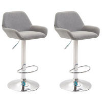 BARHOCKER 2er Set Prag Stoff chrom grau - Chromfarben/Grau, Textil/Metall (51/109/52cm) - TPFLiving