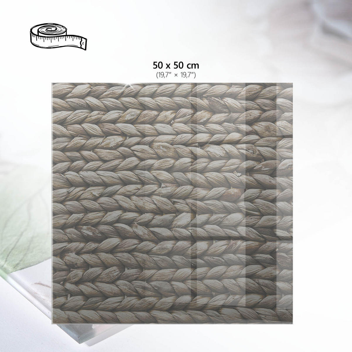 TISCHPLATTE 50x50 cm – Rustikale Textur - Grau, Glas (50/50/0.4cm) - Wallfluent