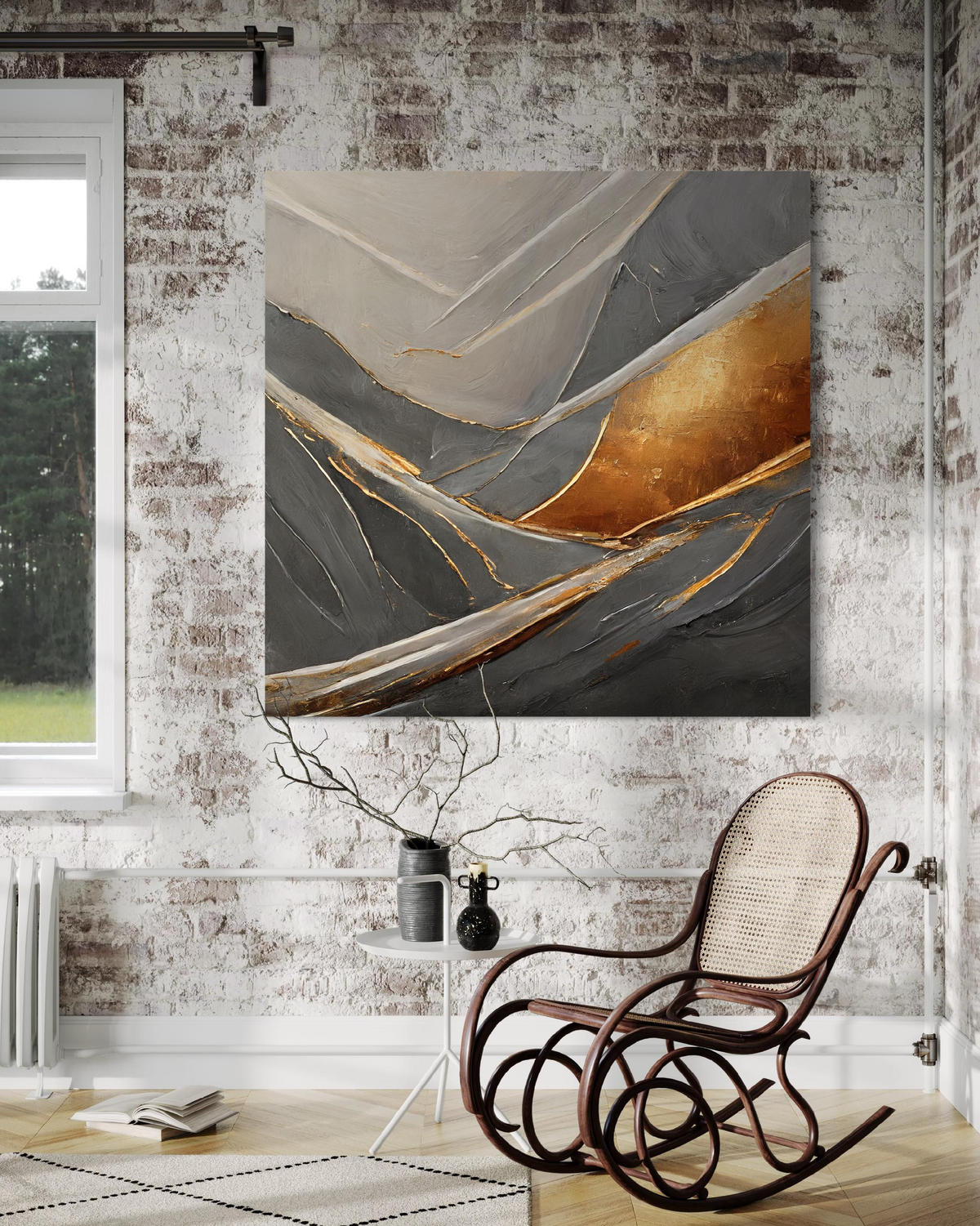 WANDBILD abstrakt textur glamour - Grau, Textil (50/50cm) - Feeby