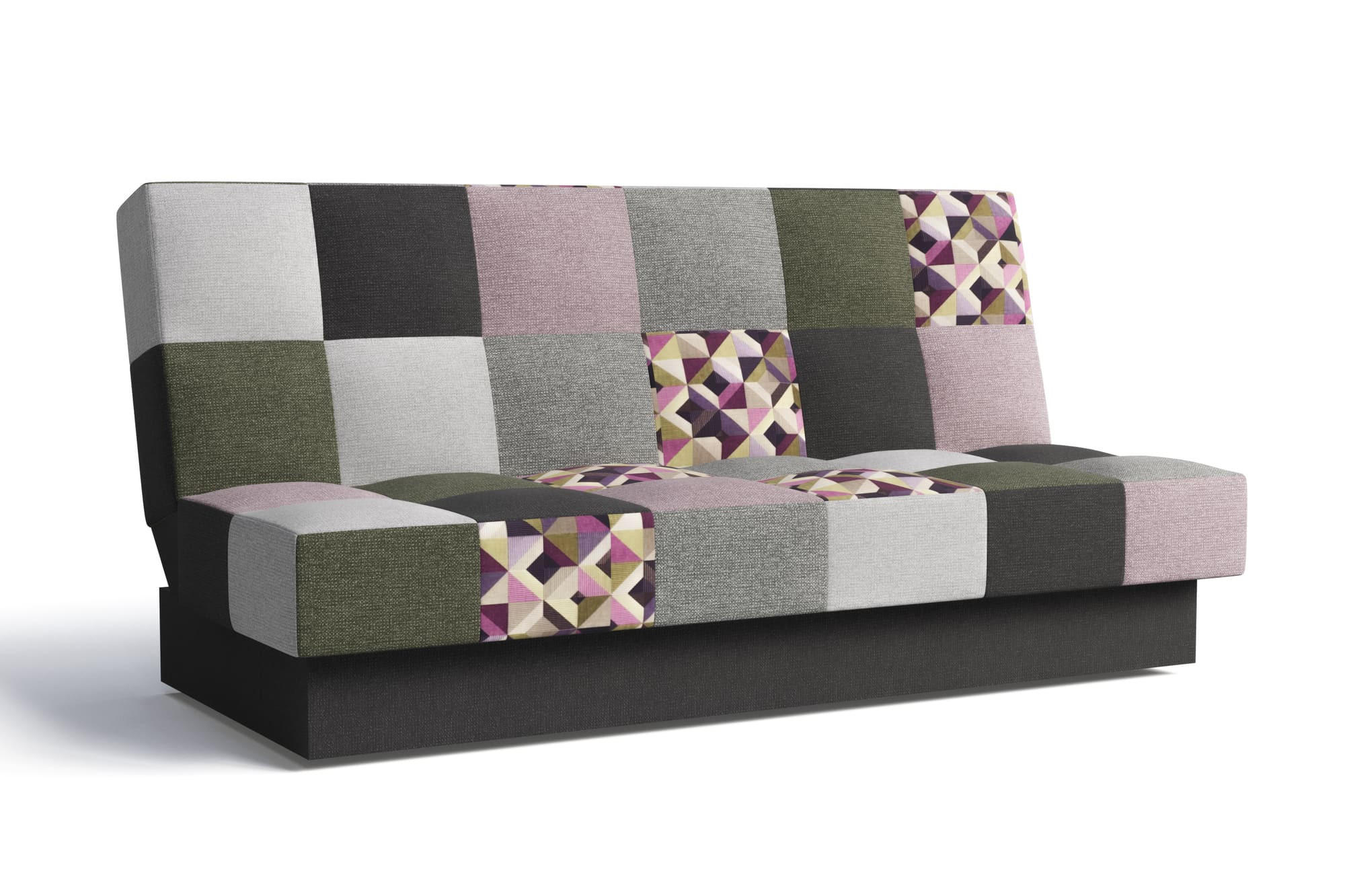 SCHLAFSOFA - Cyprus patchwork - Rosa + Oliv - Rosa, Holz (192/85/92cm) - Möblo
