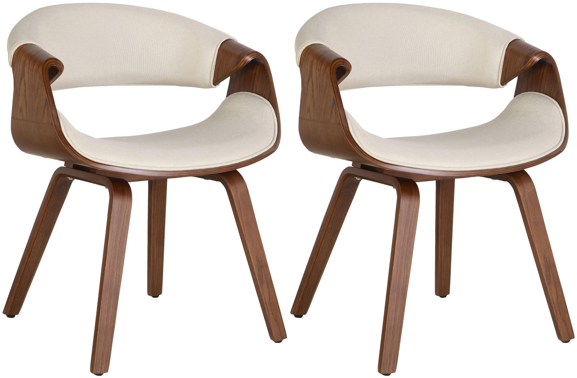 STUHL 2er Set Stoff eiche/creme - Eukalyptusholzfarben/Eichefarben, Holz/Textil (62/76/52cm) - CLP