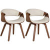 STUHL 2er Set Stoff eiche/creme - Eukalyptusholzfarben/Eichefarben, Holz/Textil (62/76/52cm) - CLP
