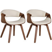 STUHL 2er Set Stoff eiche/creme - Eukalyptusholzfarben/Eichefarben, Holz/Textil (62/76/52cm) - CLP