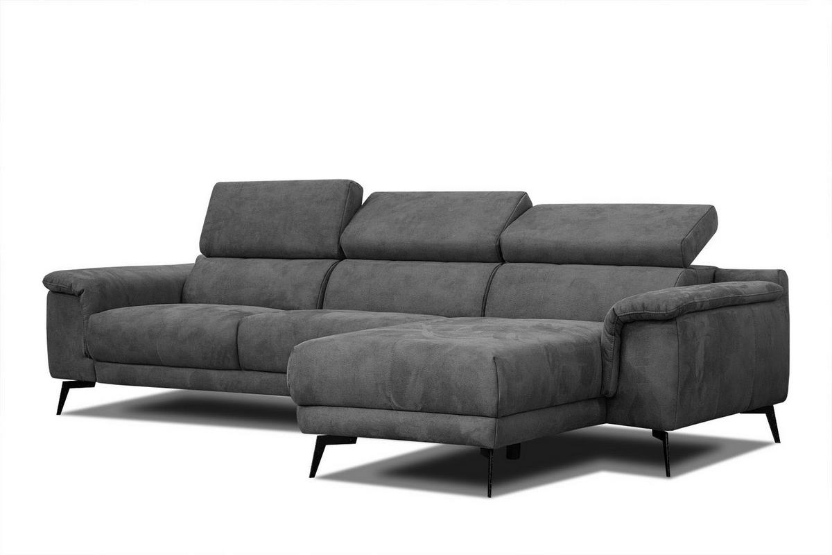 ECKSOFA FIERO 4-Sitzer, dunkelgrau - Dunkelgrau/Schwarz, Holzwerkstoff/Textil (288/170cm) - Courtois Laville