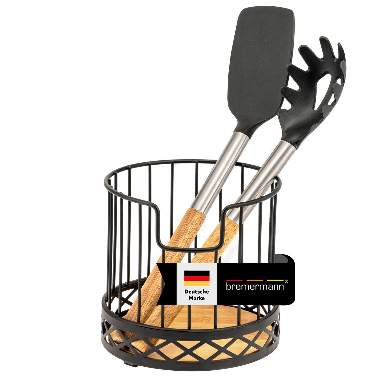 UTENSILIENHALTER, schwarz - Schwarz, Metall (15.5/15/15.5cm) - bremermann