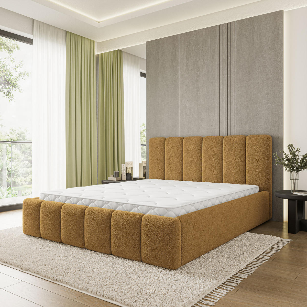 POLSTERBETT ATTORA Q 180x200 cm mit Bettkästen - Orange - Orange, Holz (180/200cm) - MASSENO