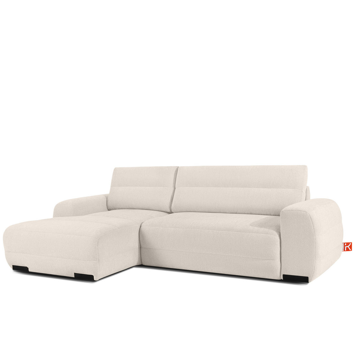 ECKSOFA LINKS BLUME, Ecru - Ecru, Holz/Holzwerkstoff (271/164cm) - KONSIMO®