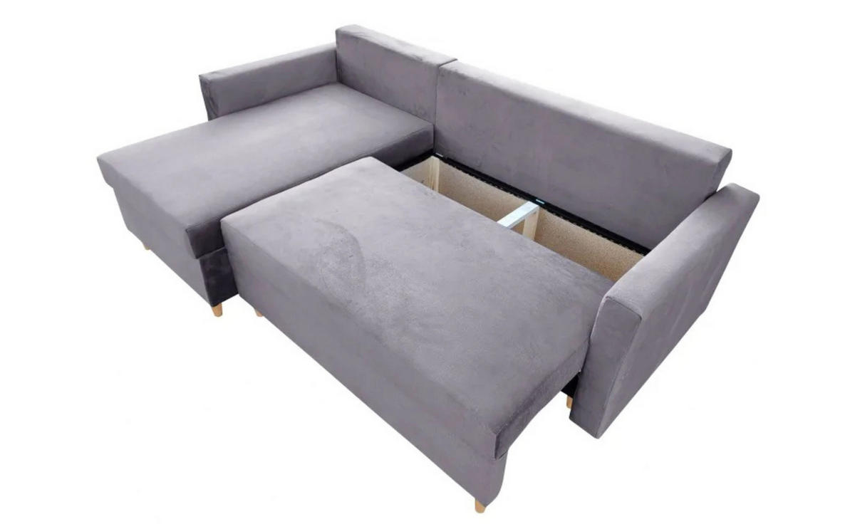 ECKSOFA Hellgrau MON Mit Schlaffunktion - Grau, Naturmaterialien/Textil (222/142cm) - Sepro Meble