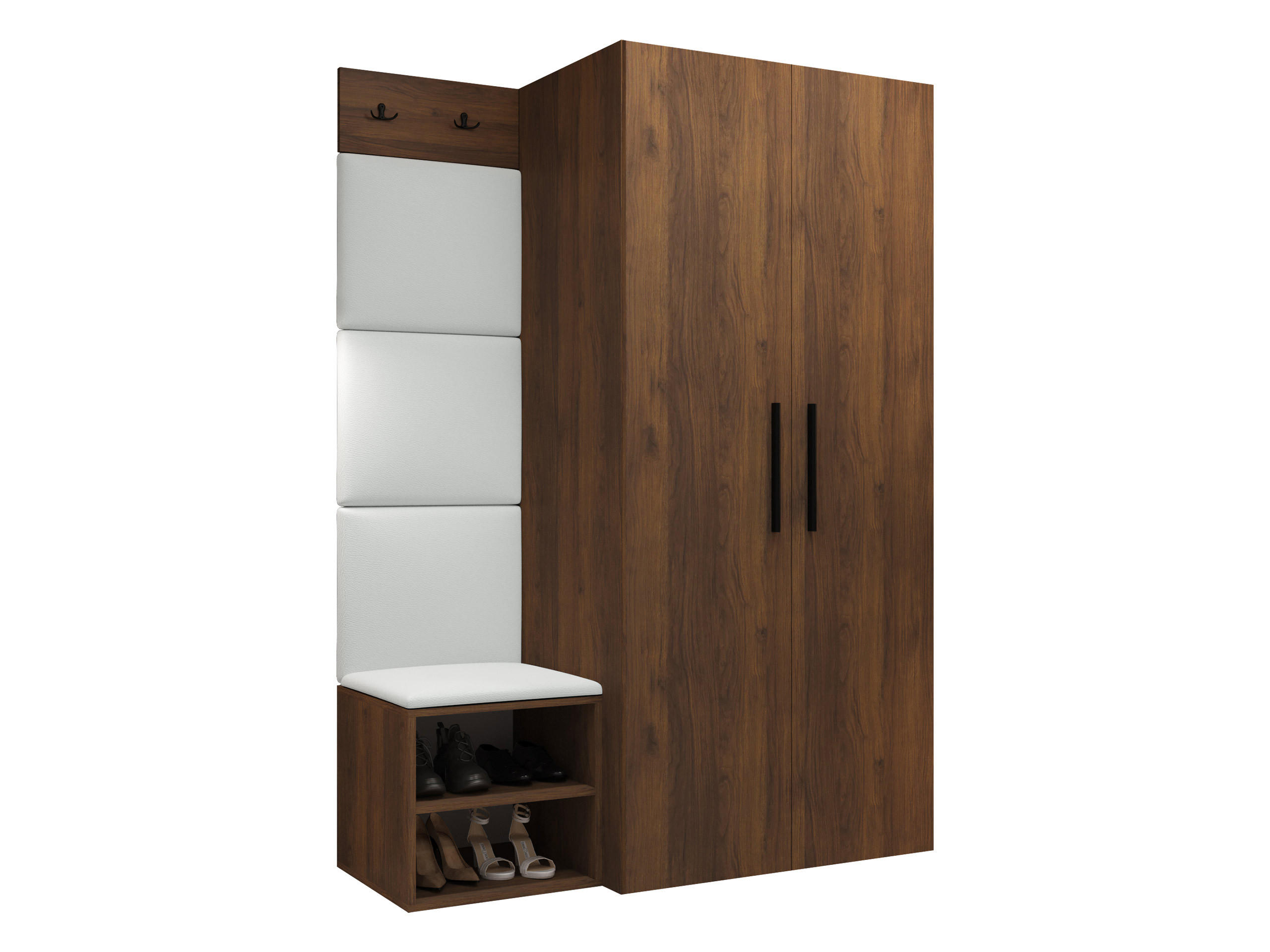 GARDEROBEN-SET Medi IV - Nussbaumfarben/Schwarz, Holzwerkstoff/Kunststoff (80/191/50cm) - MIRJAN24