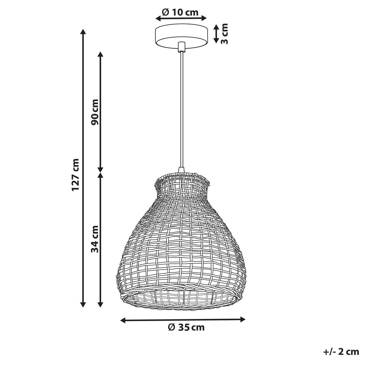 HÄNGELEUCHTE Sakeni 35/35/127 cm - Beige, Naturmaterialen (35/35/127cm) - Beliani