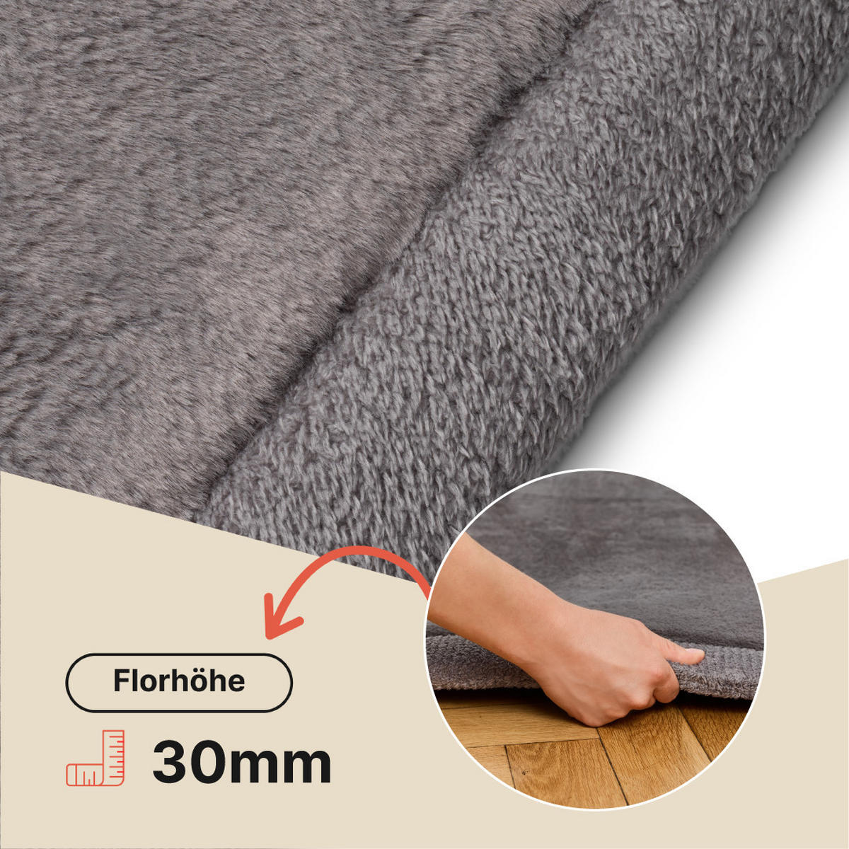 KINDERTEPPICH FLUFFIN dunkelgrau kuschelig waschbar 150/200 cm - Dunkelgrau, Textil (150/200cm) - Tapiso