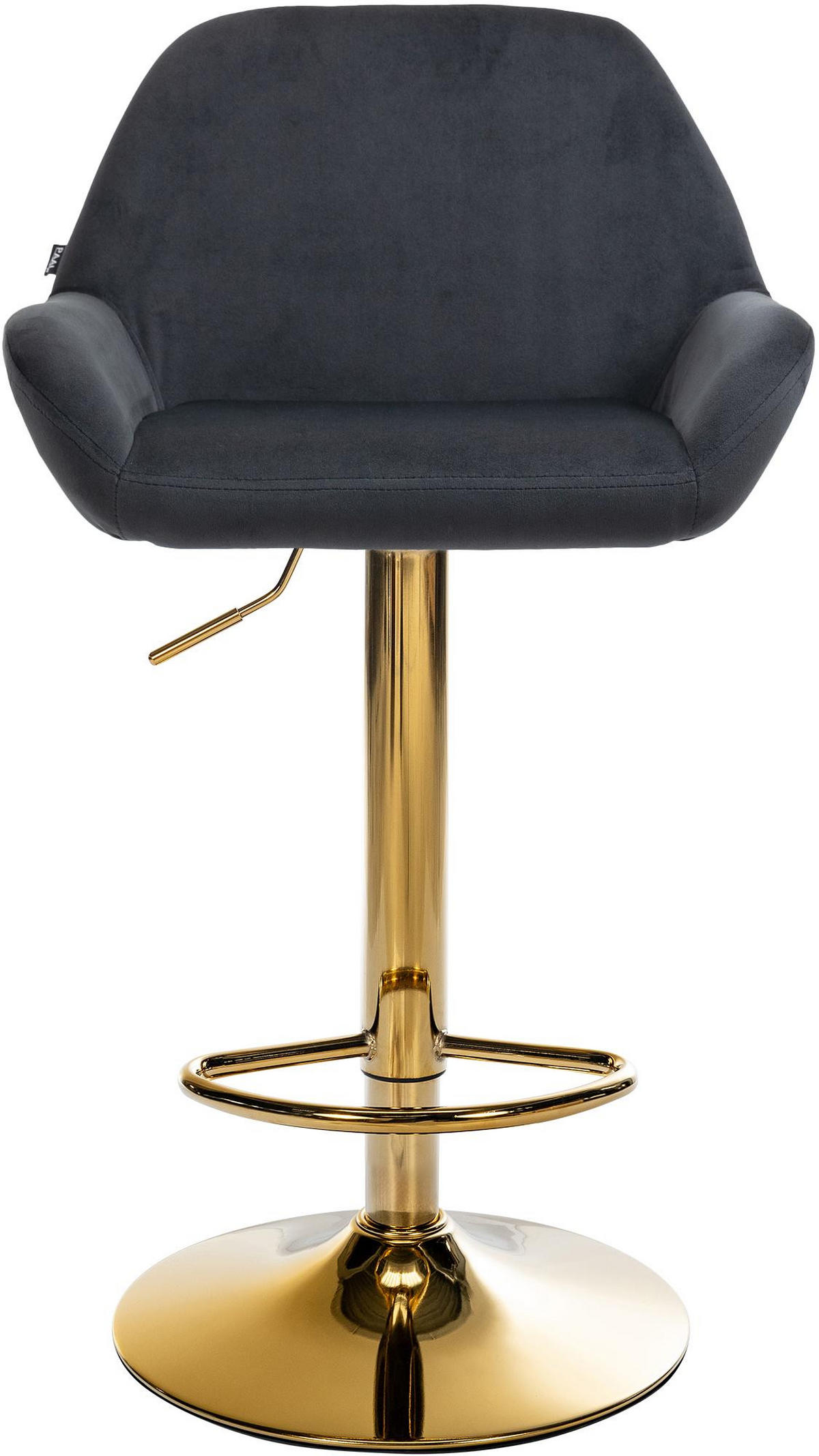 BARHOCKER Samt schwarz - Goldfarben/Schwarz, Textil/Metall (51/89/52cm) - CLP
