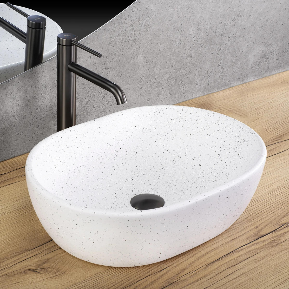 AUFSATZWASCHBECKEN Rea Amelia Warm - Weiß, Keramik (34.5/13.5/48cm) - REA