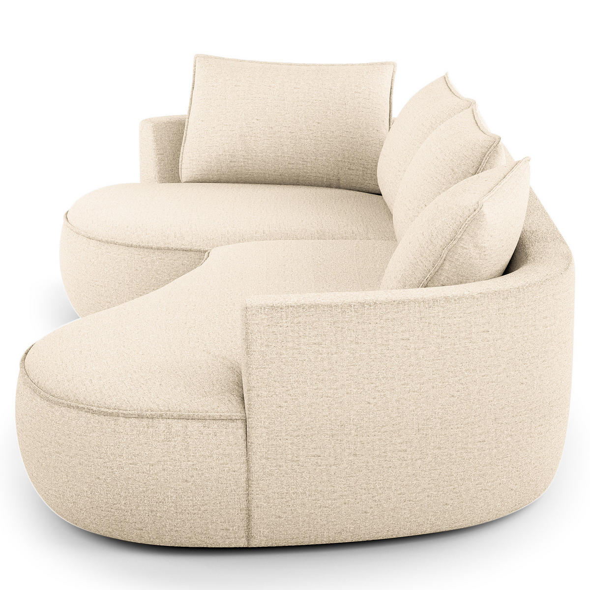 BIGSOFA - Champagner/Schwarz, Kunststoff/Textil (322/82/154cm) - home24