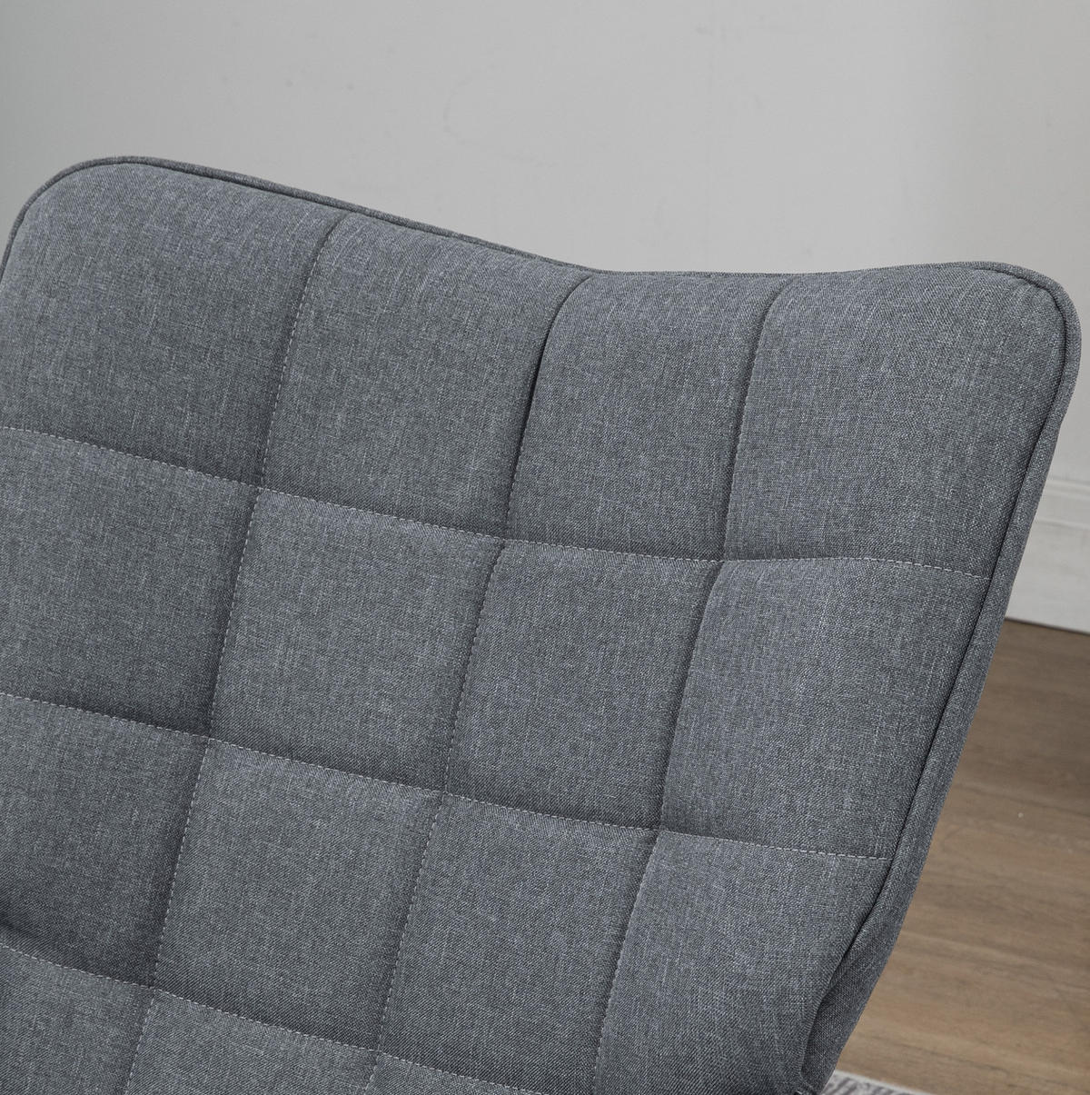 SCHAUKELSTUHL 64/89/90 cm in Grau mit Hocker und hoher Rückenlehne - Grau, Textil (89/90/64cm) - Flora Grace