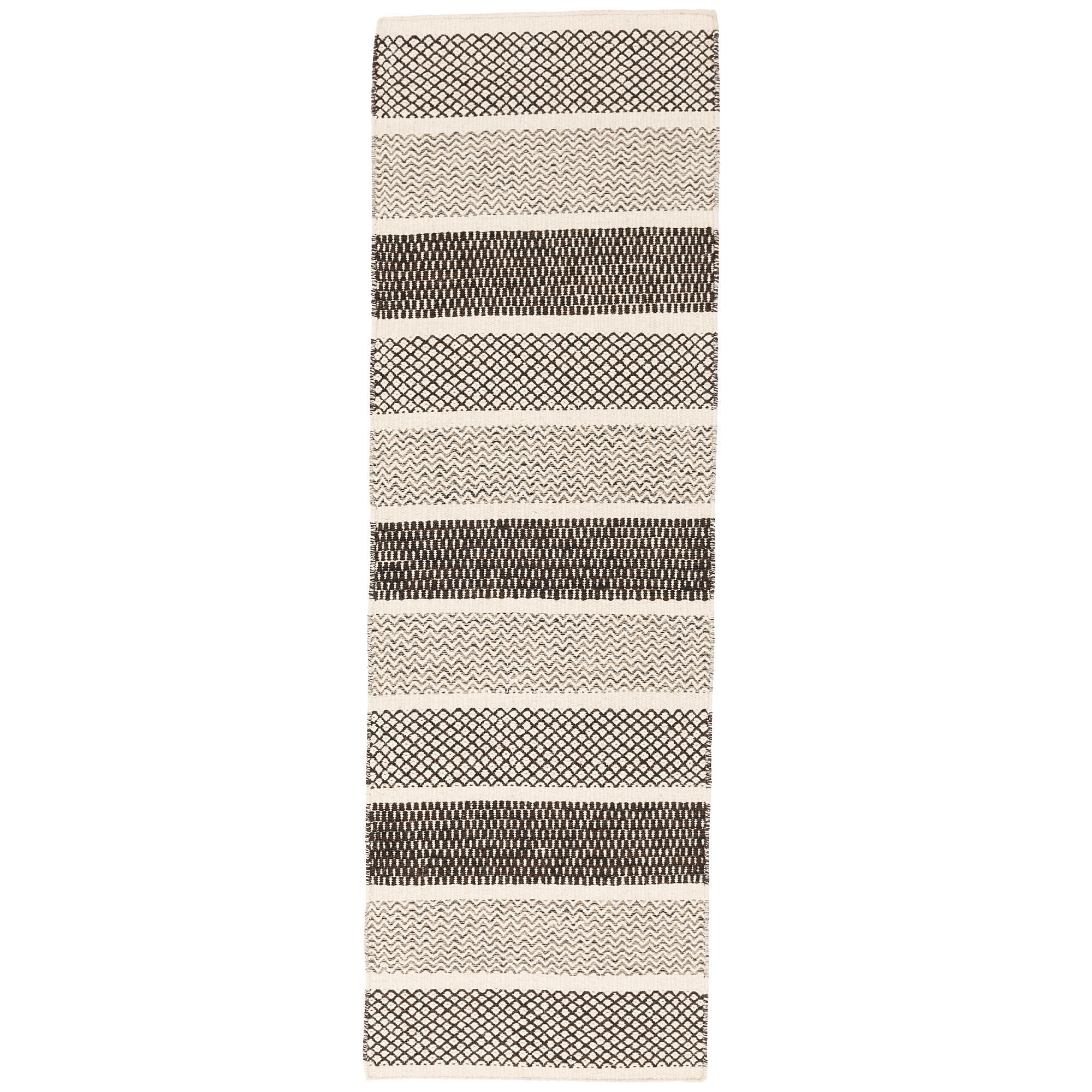 NATUR TEPPICH LÄUFER WOLLE RANA STREIFEN - Creme/Braun, Textil (90/160cm) - Pergamon