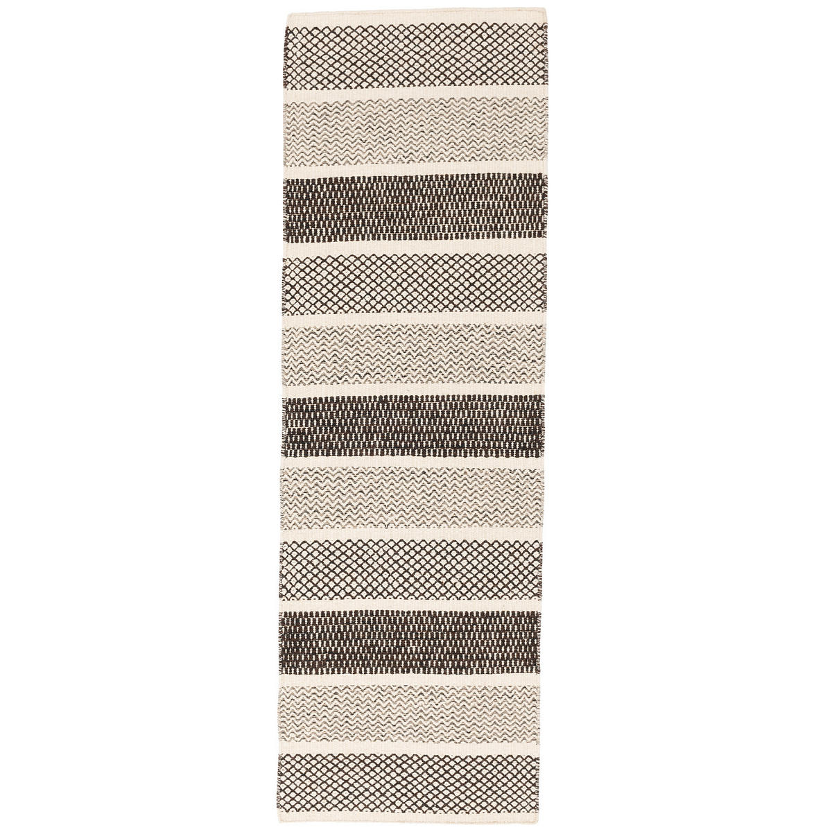 NATUR TEPPICH LÄUFER WOLLE RANA STREIFEN - Creme/Braun, Textil (90/160cm) - Pergamon