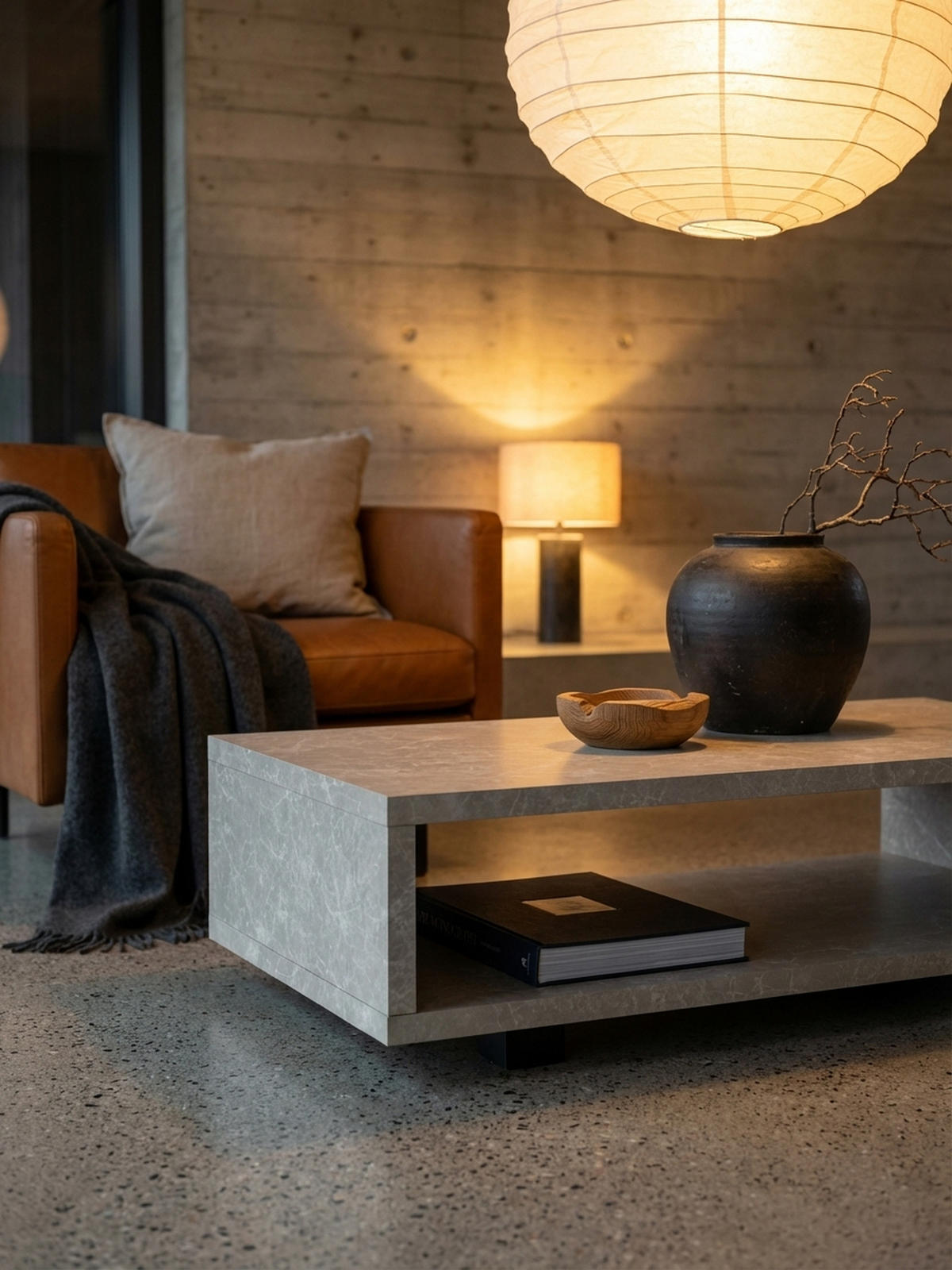 COUCHTISCH in Stein-Optik Modern mit Stauraum Rechteckig Schlicht, Beige 100x50x25 cm - Beige/Schwarz, Kunststoff (50/100/25cm) - KADIMA DESIGN