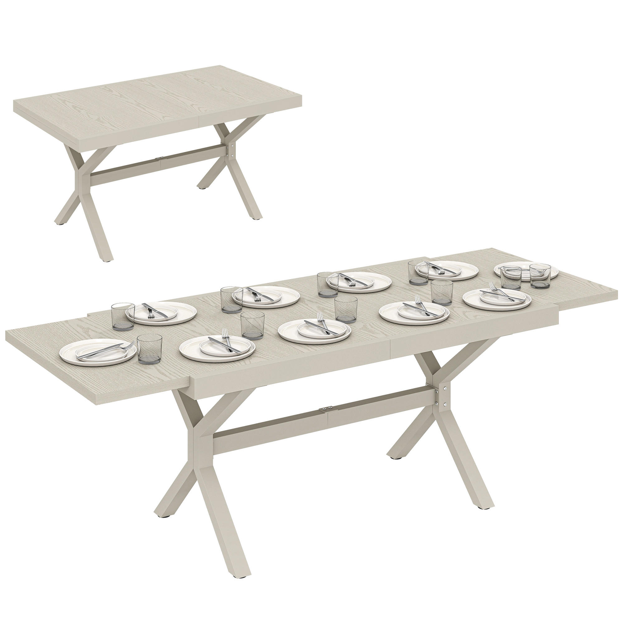 GARTENTISCH,HELLGRAU,1 Stück - Hellgrau, Naturmaterialien (214/85/73cm) - GiPP