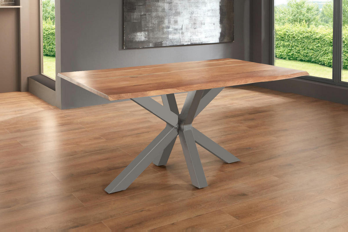ESSTISCH SPYRO - Beige/Silberfarben, Holz/Metall (80/140/76cm) - SAM
