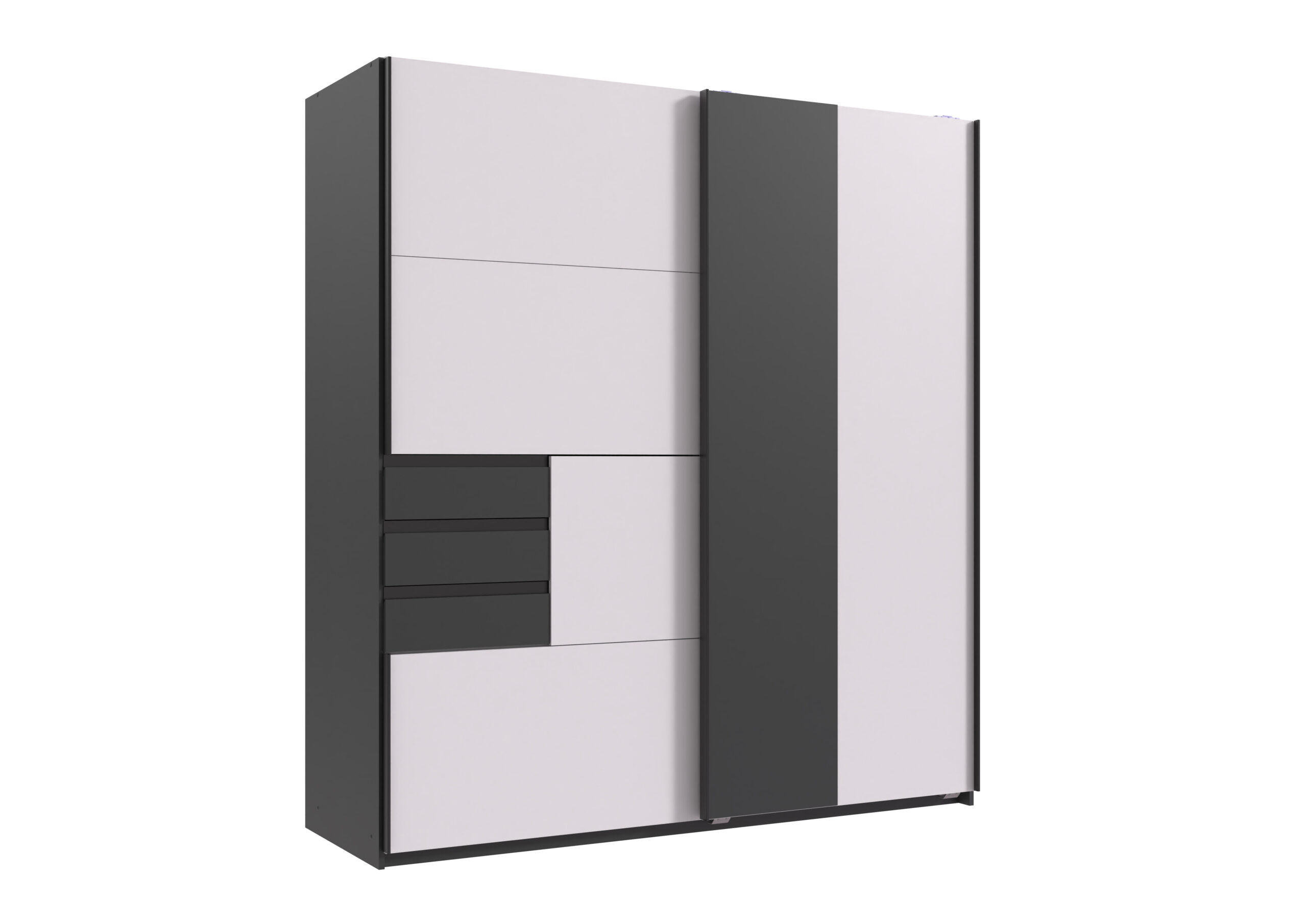 XXXLutz Kleiderschrank Grau, Weiß 180x198x65 cm