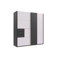 KLEIDERSCHRANK Coburg in Weiß mit Grafit - Schwebetürenschrank - Weiß, Holzwerkstoff (180/198/65cm)