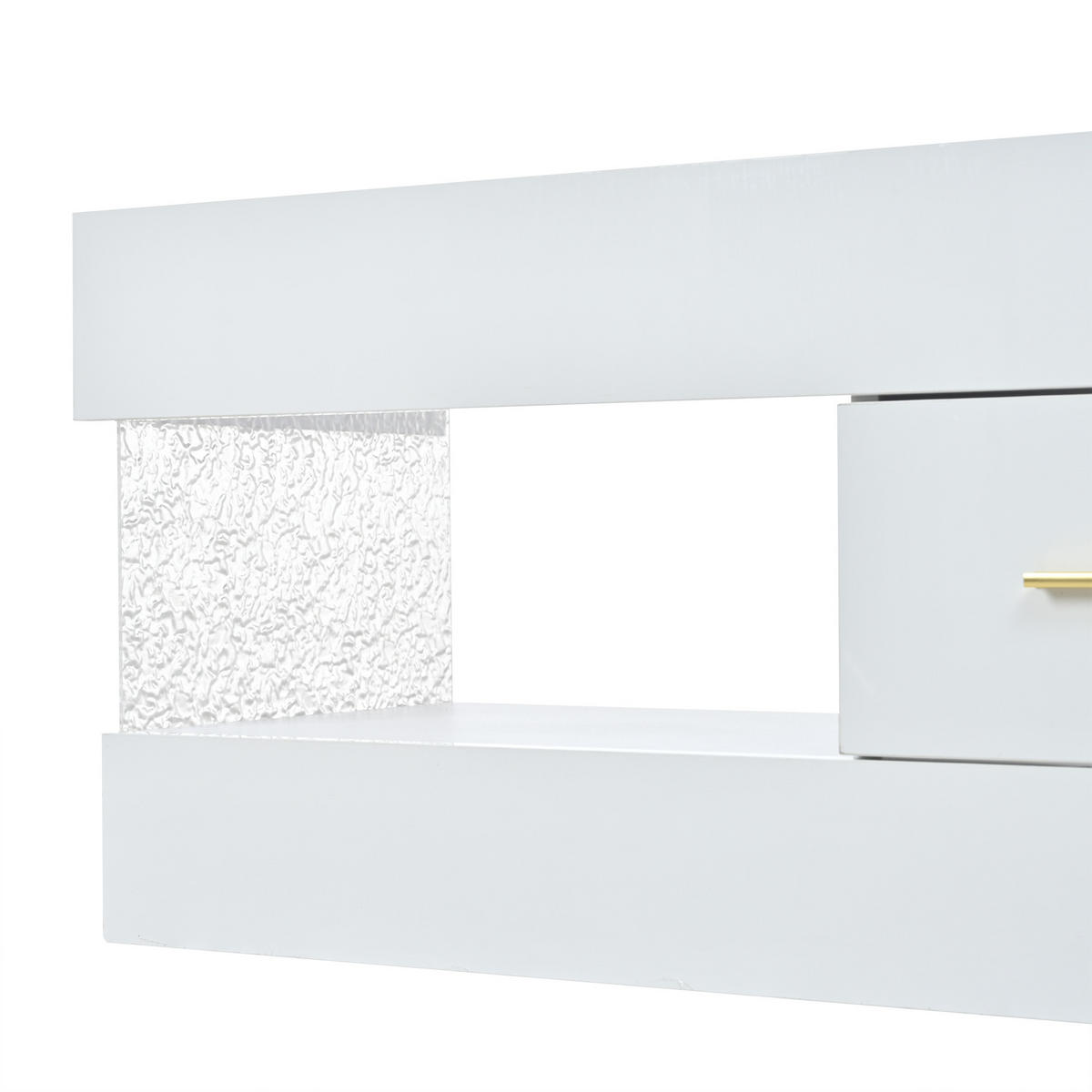 LOWBOARD in Weiß, TV Schrank mit LED, Offenen Stauraum und Schubladen, 152/35/40cm, für Wohnzimmer - Weiß, Holzwerkstoff (152/40/35cm) - STILVORA