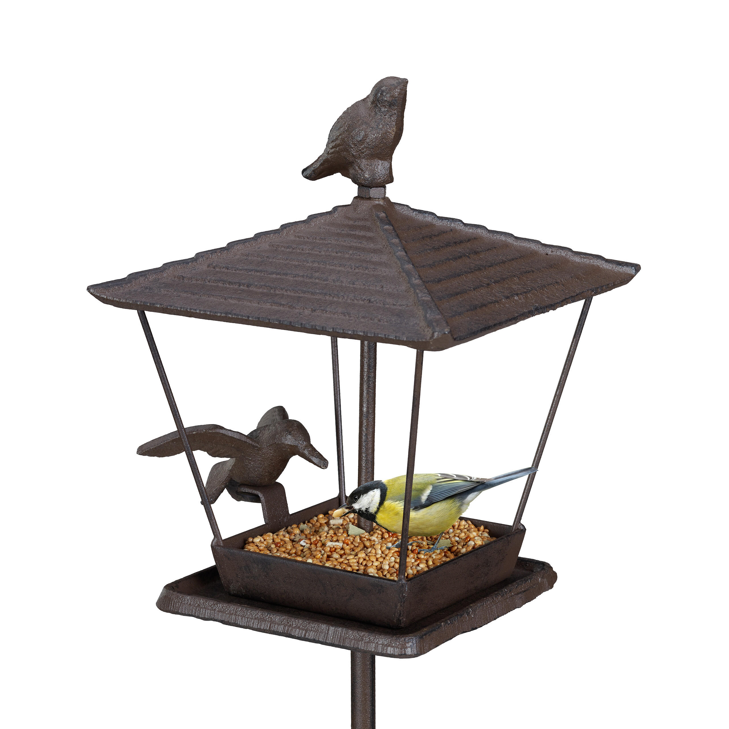 VOGELFUTTERHAUS - Braun, Metall (15/115/16cm) - Relaxdays