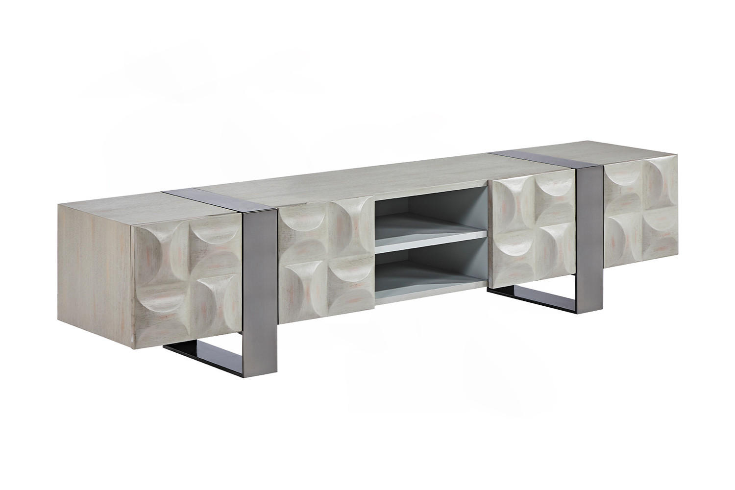 LOWBOARD MARGO Grau Holz - Grau, Holz/Metall (180/42/40cm) - KAWOLA